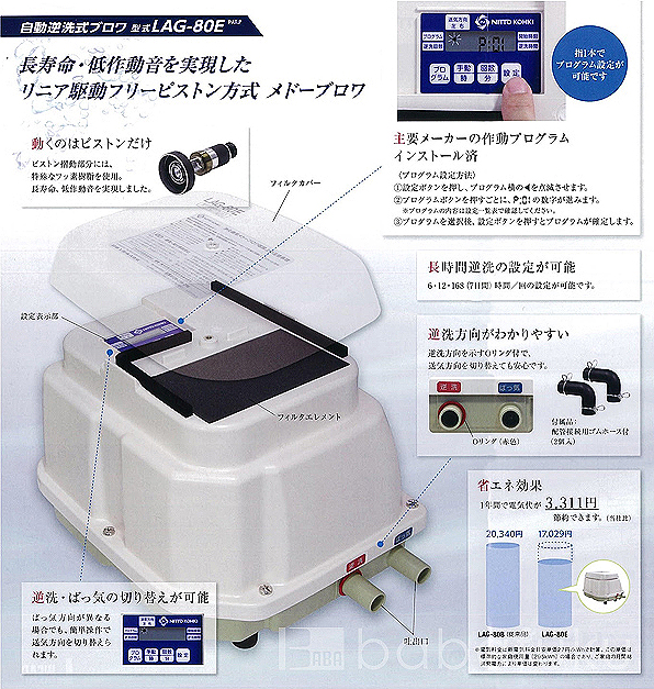 エアーポンプ 日東工器(クボタ) LAG-80E(右)